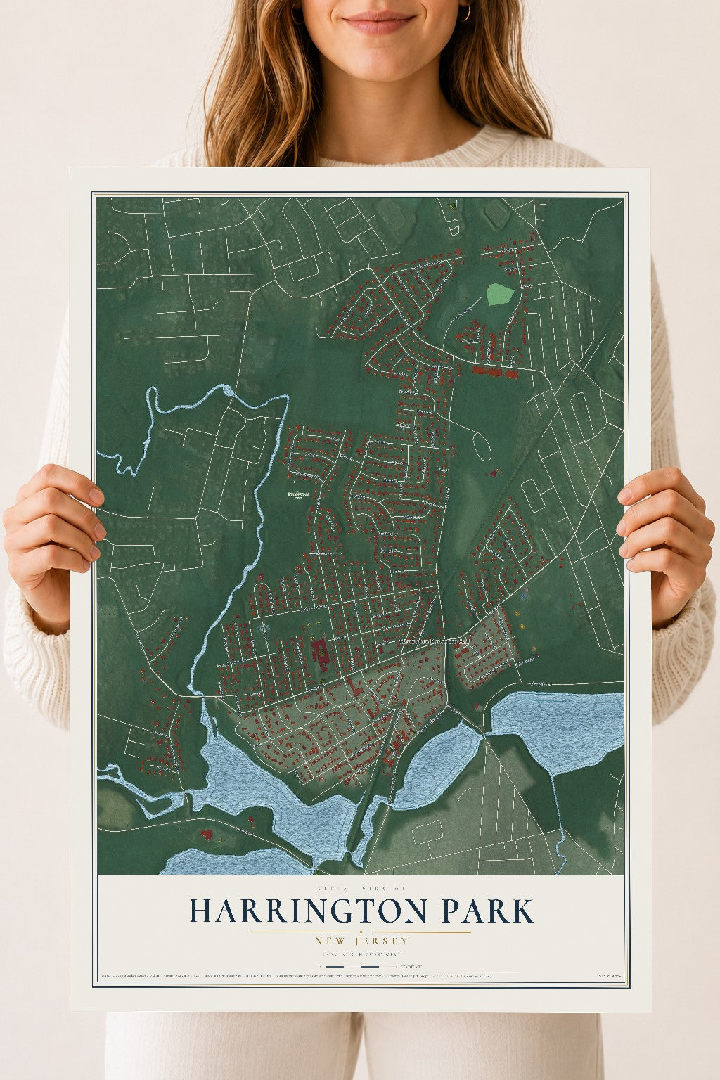 Harrington Park, New Jersey map print, 18" x 24" Archival Matte Print mockup