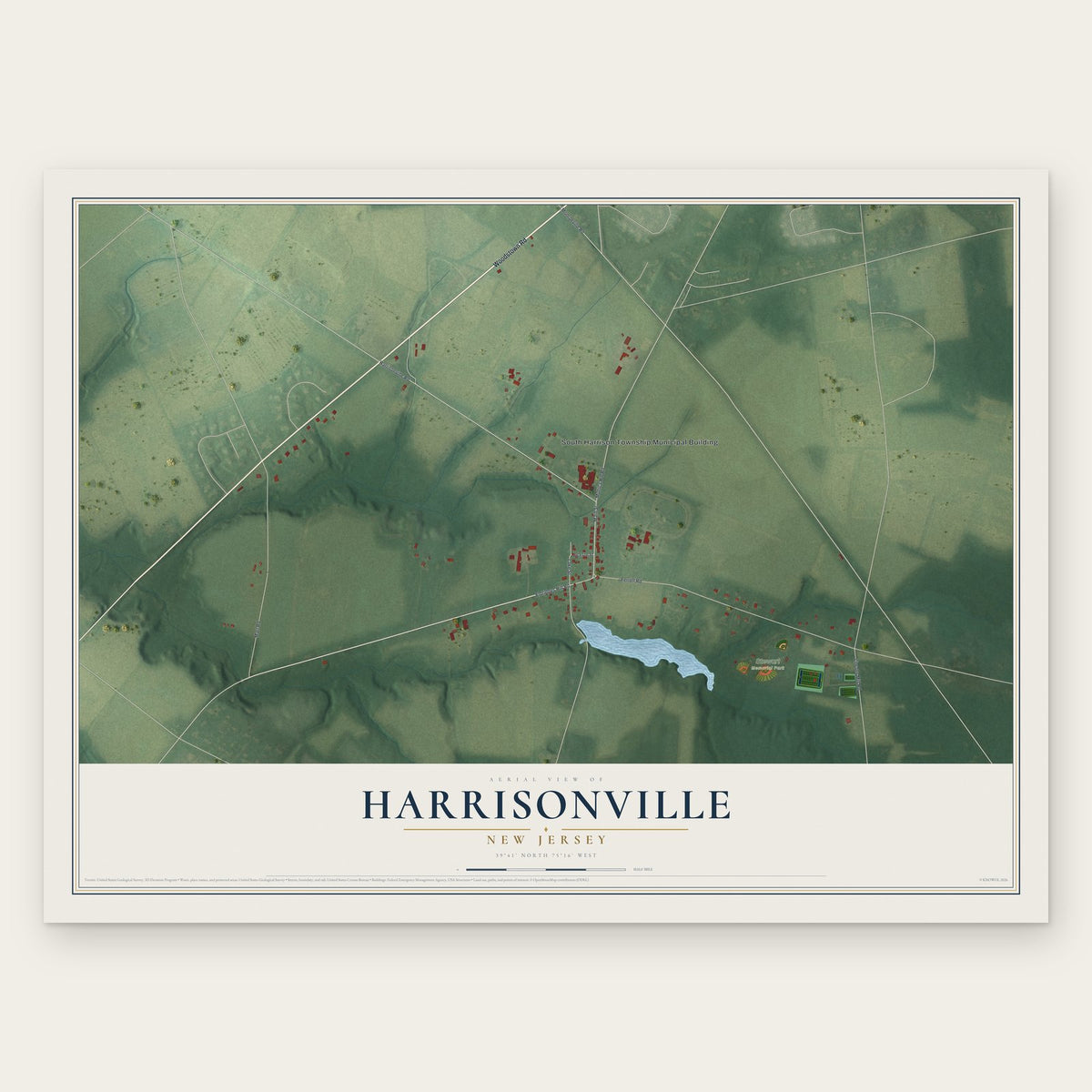 Harrisonville, New Jersey map print, the full design