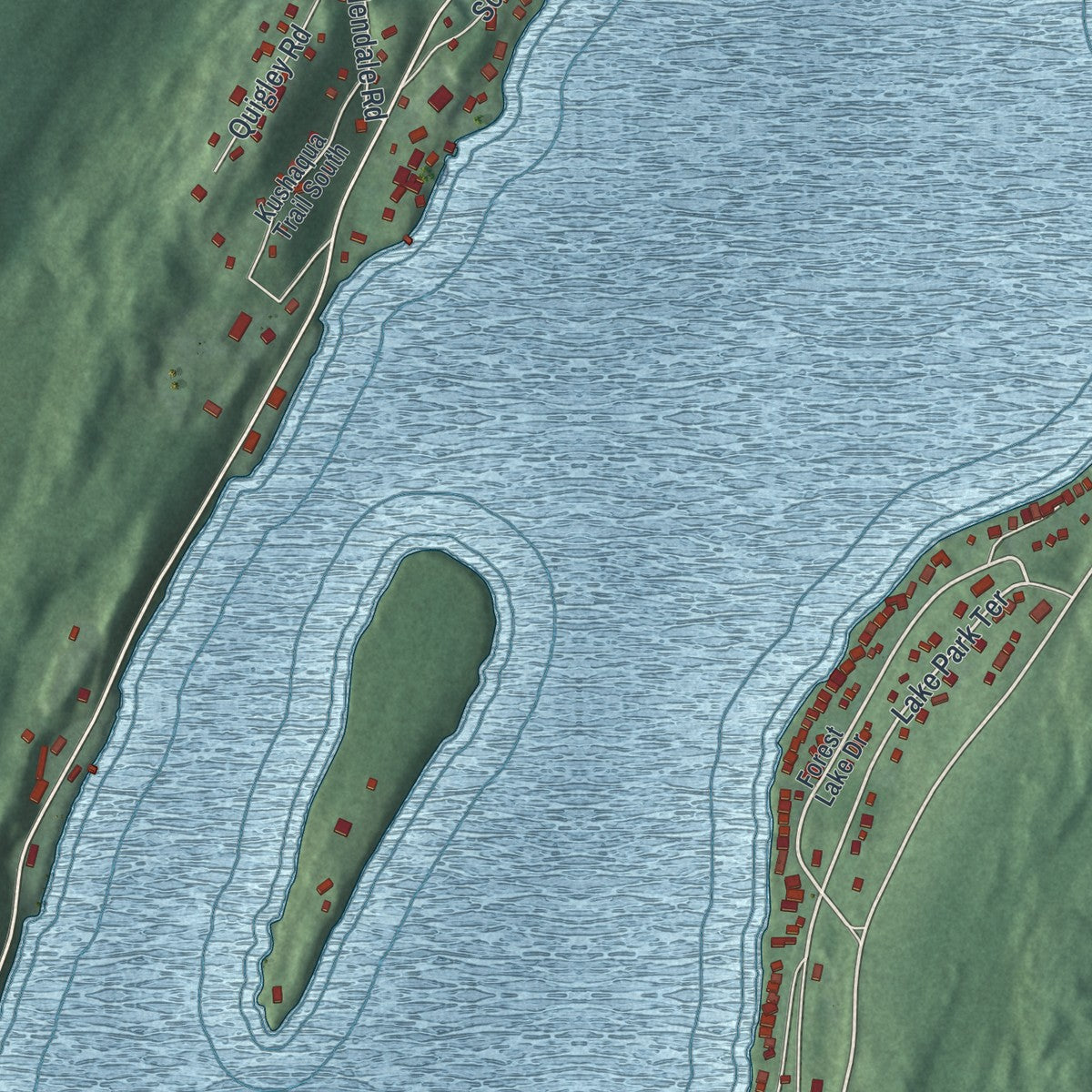 Close-up of the map of Hewitt, New Jersey print showing street and building detail
