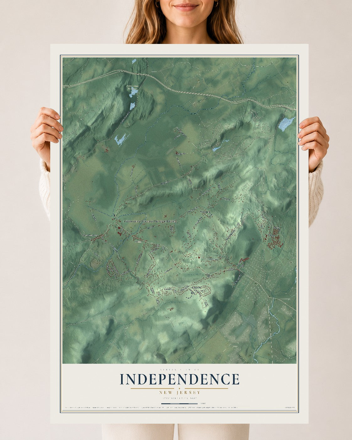 Independence, New Jersey map print, 24" x 36" Archival Matte Print mockup