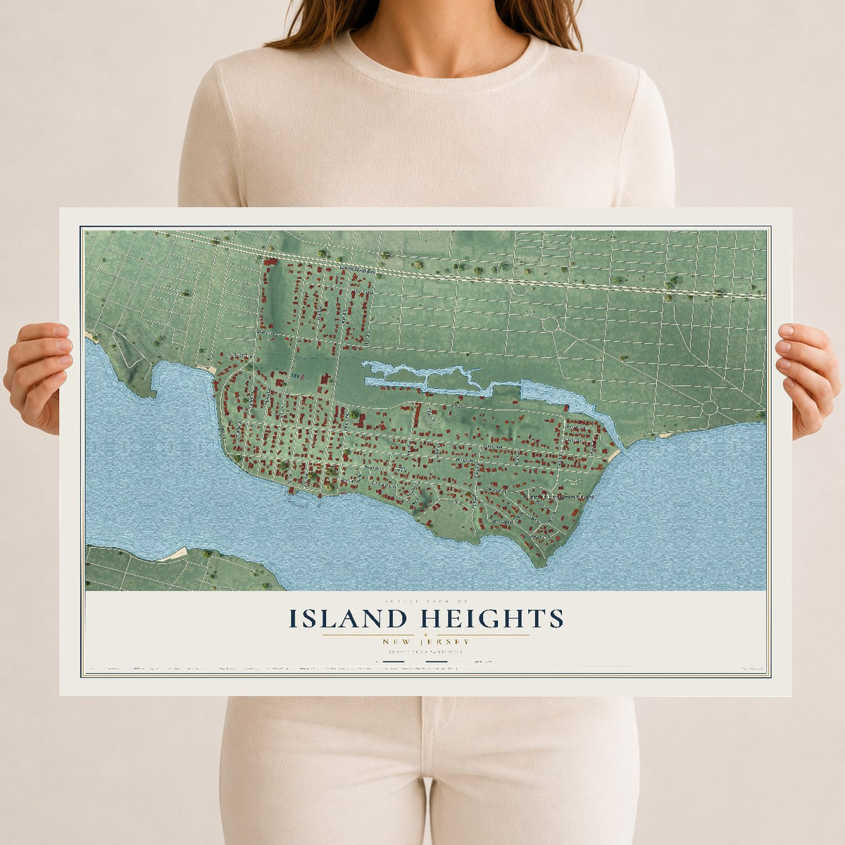 Island Heights, New Jersey map print, 12" x 18" Archival Matte Print mockup