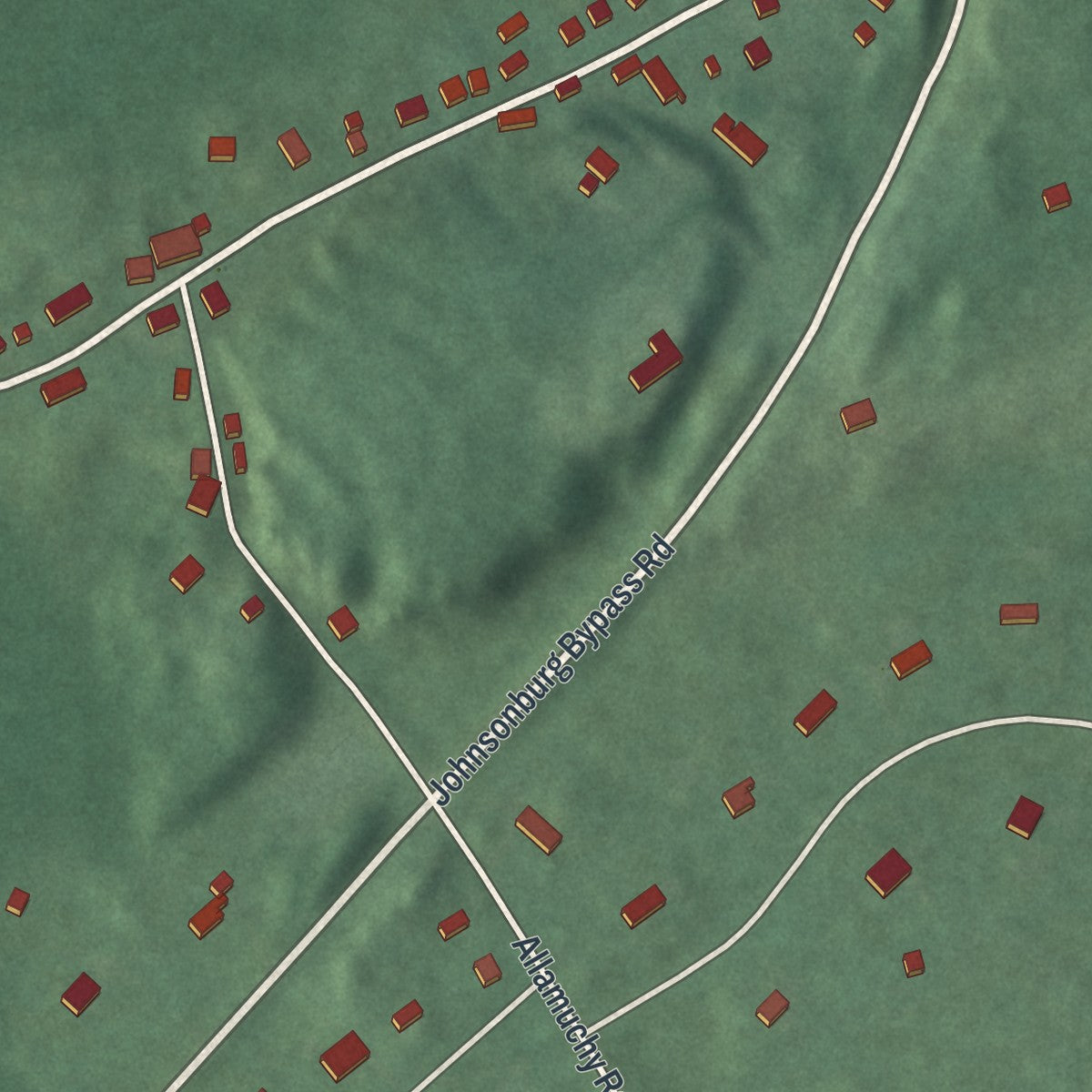 Close-up of the map of Johnsonburg, New Jersey print showing street and building detail