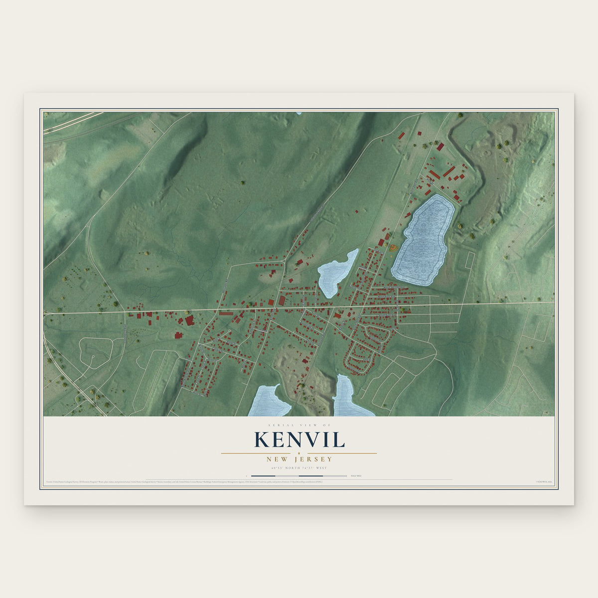 Kenvil, New Jersey map print, the full design