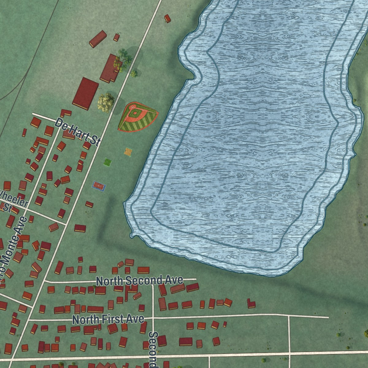 Close-up of the map of Kenvil, New Jersey print showing street and building detail