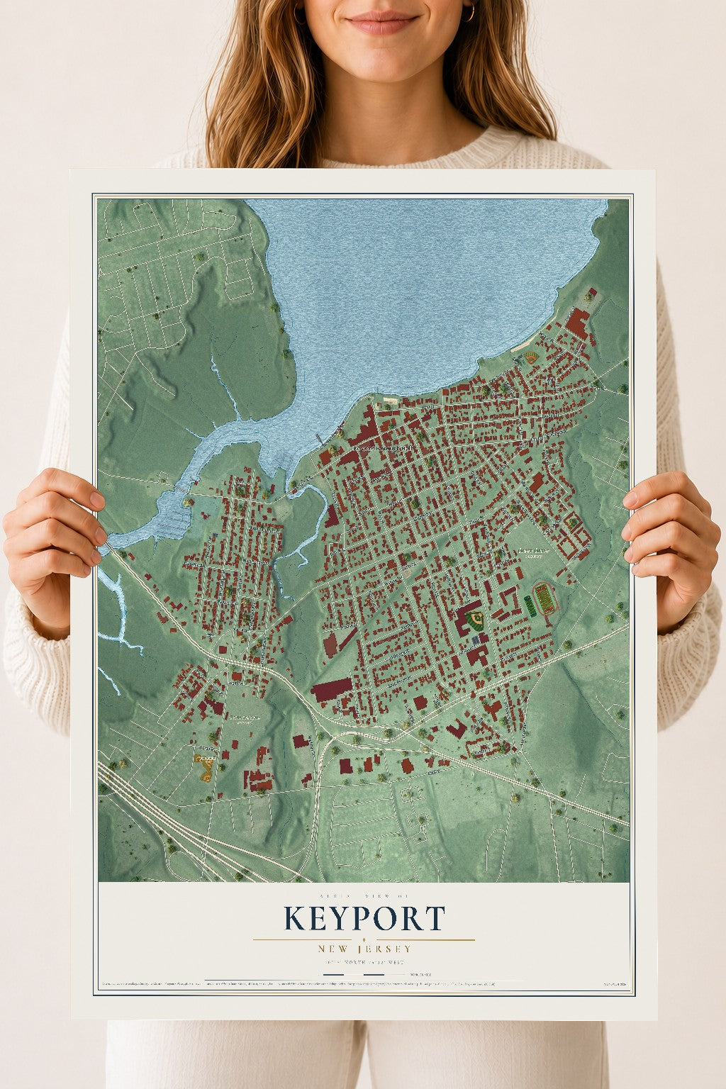 Keyport, New Jersey map print, 18" x 24" Archival Matte Print mockup