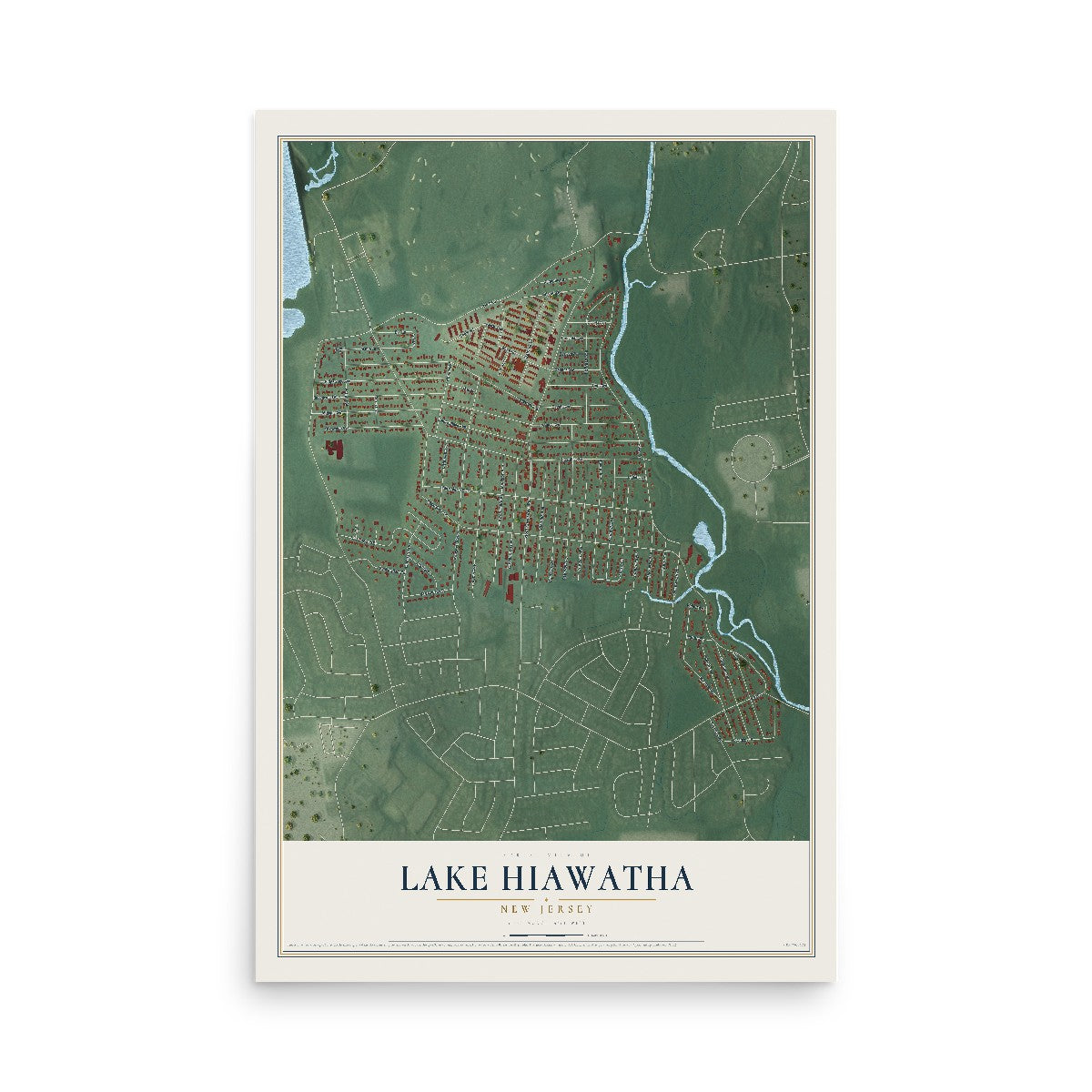 Map of Lake Hiawatha, New Jersey, 12 x 18 inch unframed archival matte print