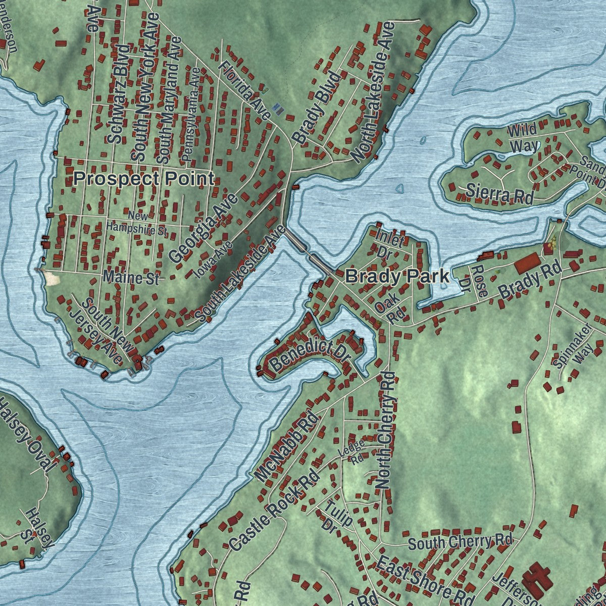 Close-up 1 of the Lake Hopatcong, New Jersey map artwork