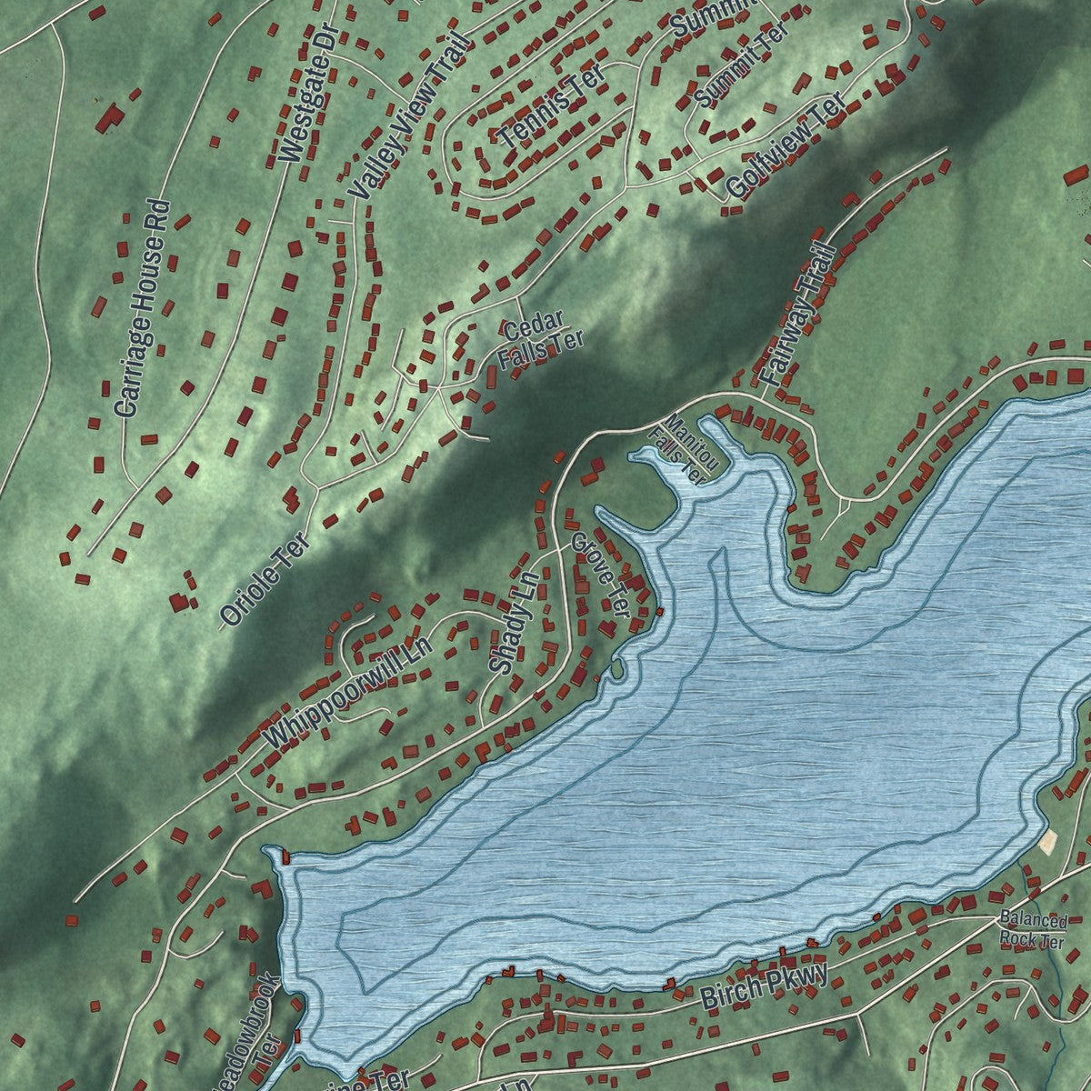 Close-up 2 of the Lake Mohawk, New Jersey map artwork