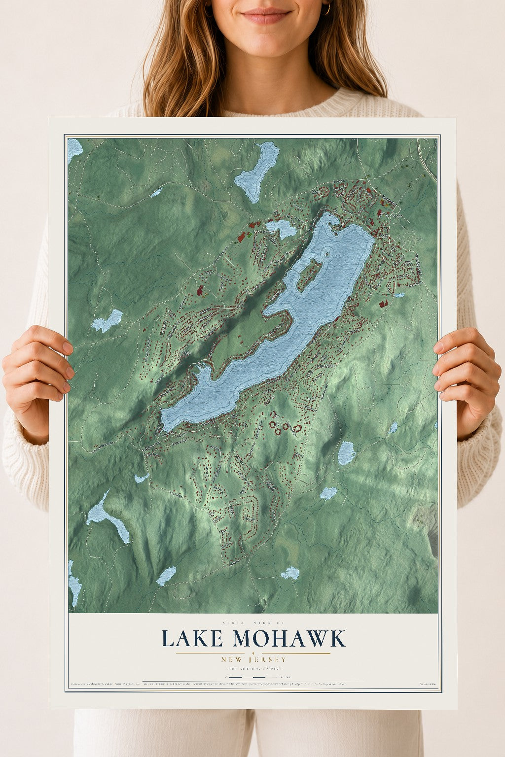 Lake Mohawk, New Jersey map print, 18" x 24" Archival Matte Print mockup