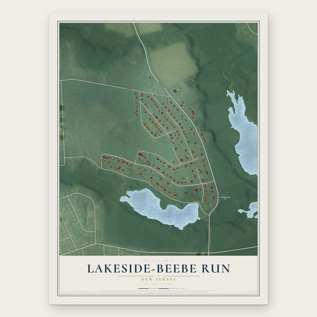 Lakeside-Beebe Run, New Jersey map print, the full design