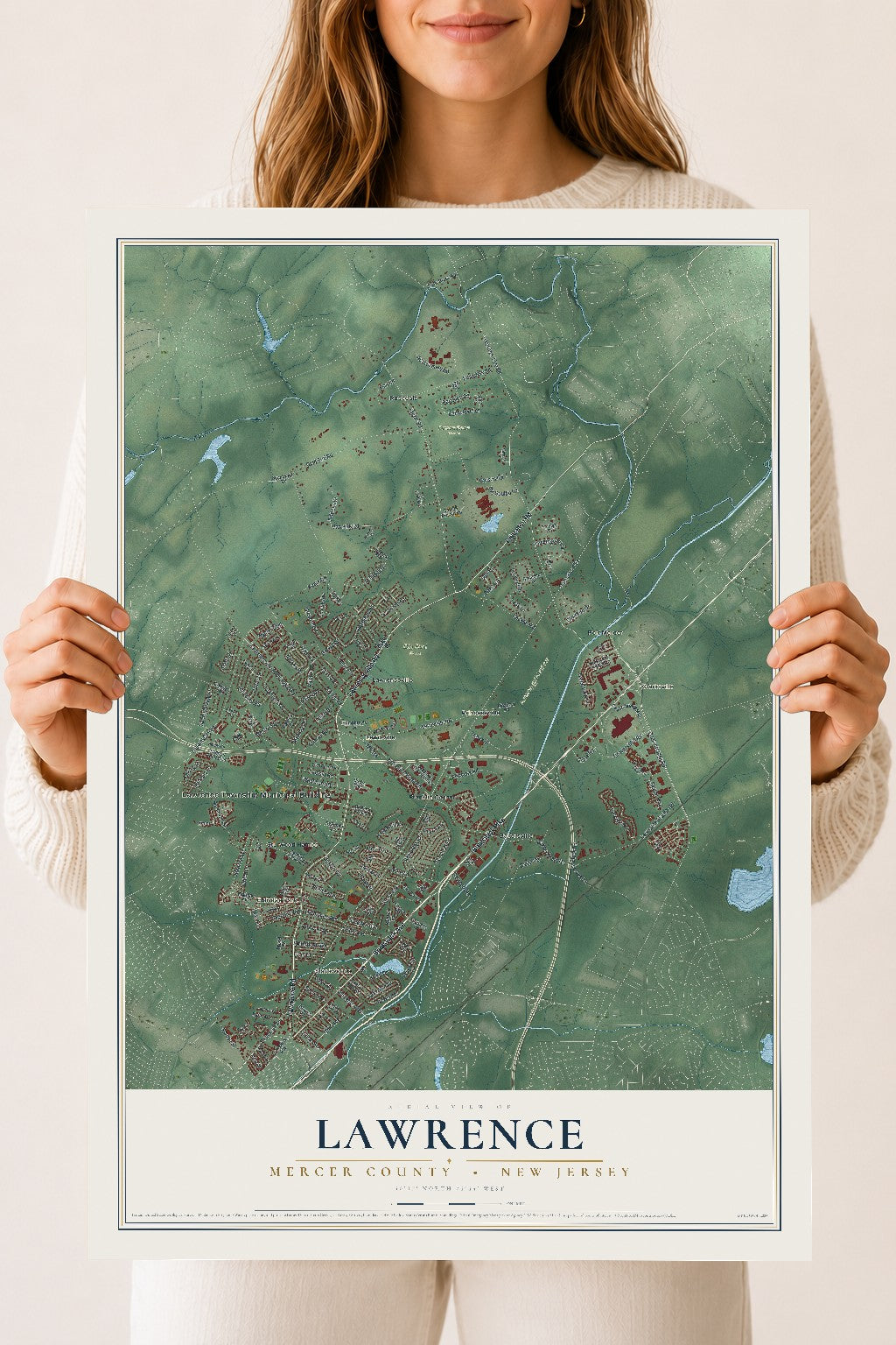 Lawrence, New Jersey map print, 18" x 24" Archival Matte Print mockup
