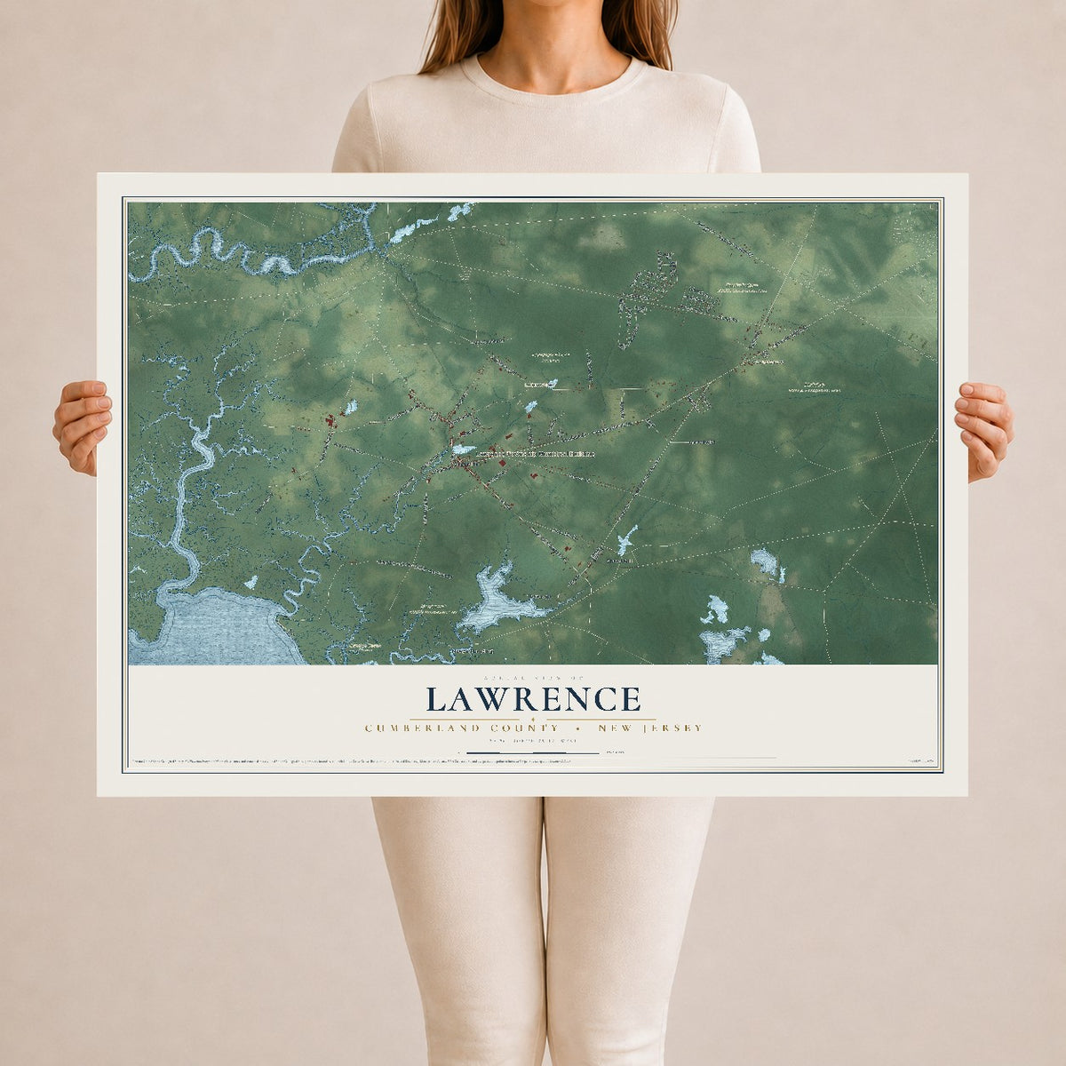 Lawrence, New Jersey map print, 24" x 36" Archival Matte Print mockup