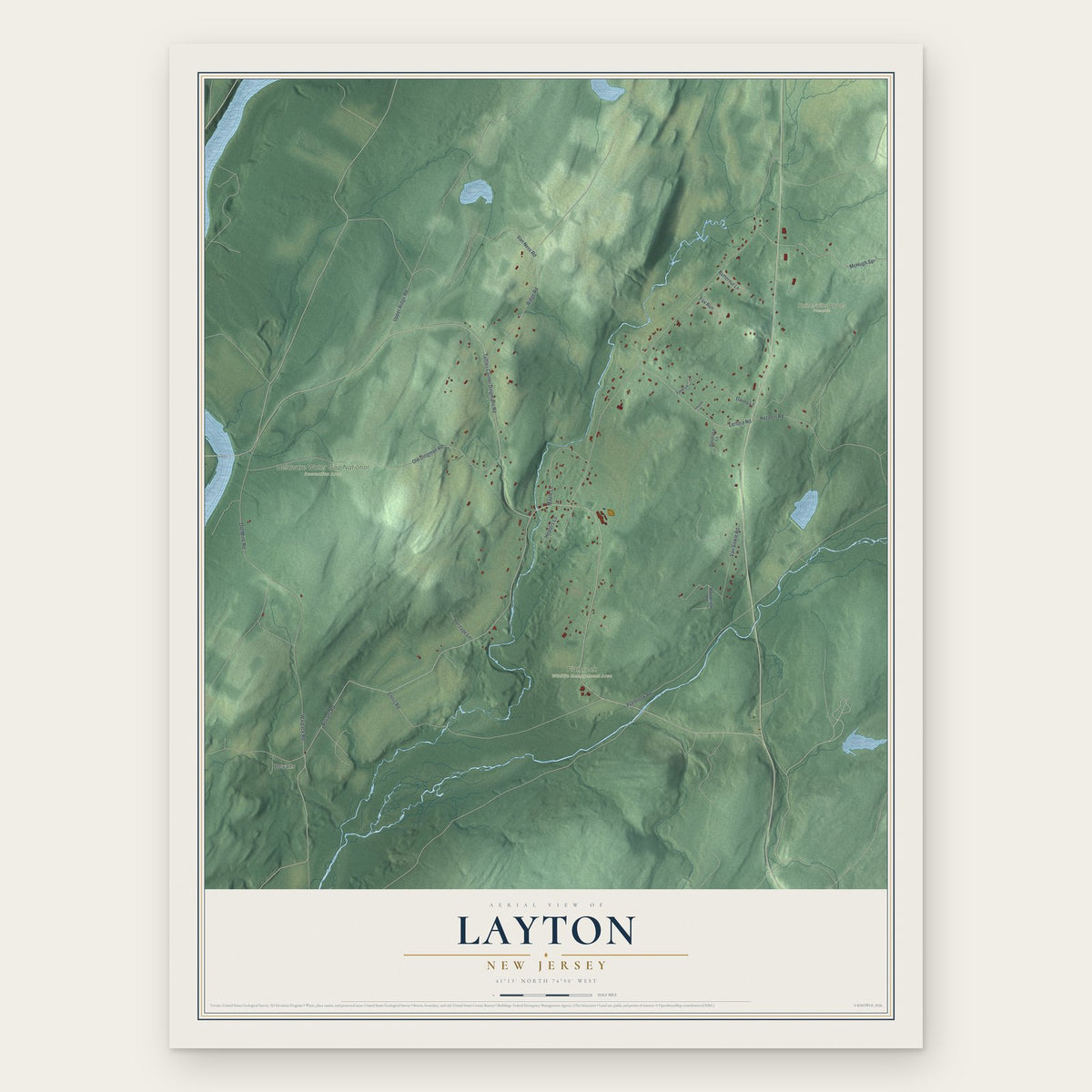 Layton, New Jersey map print, the full design