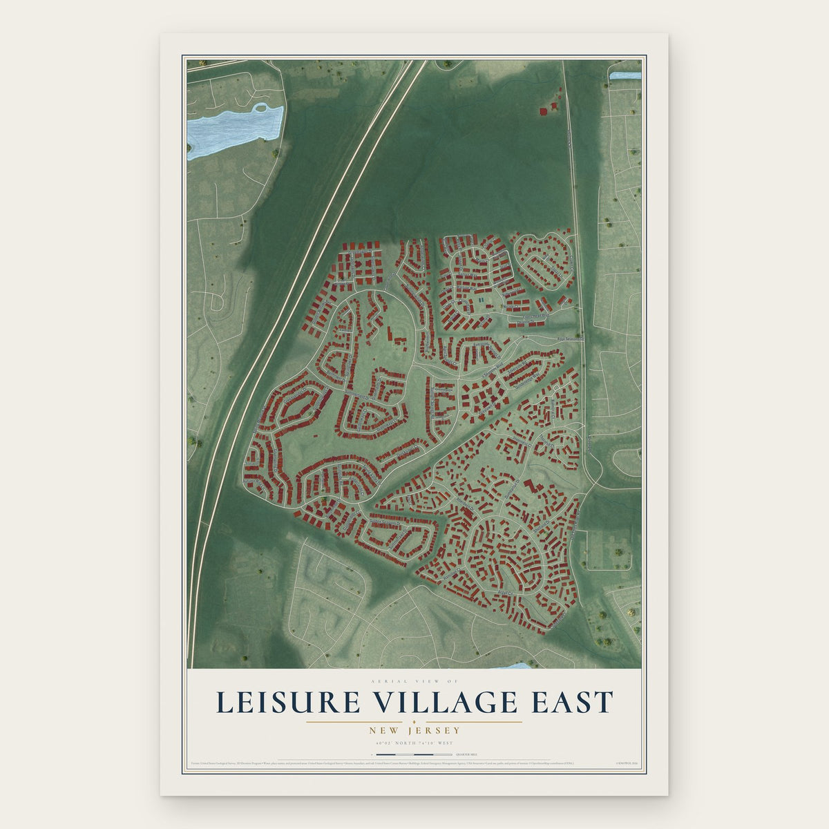 Leisure Village East, New Jersey map print, the full design