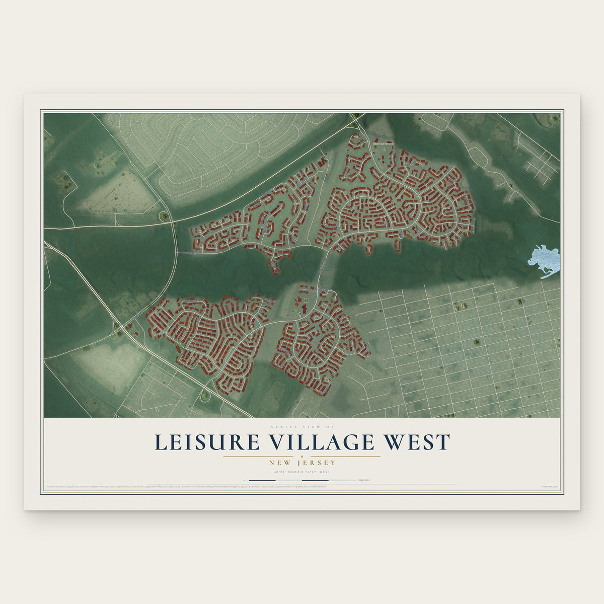 Leisure Village West, New Jersey map print, the full design
