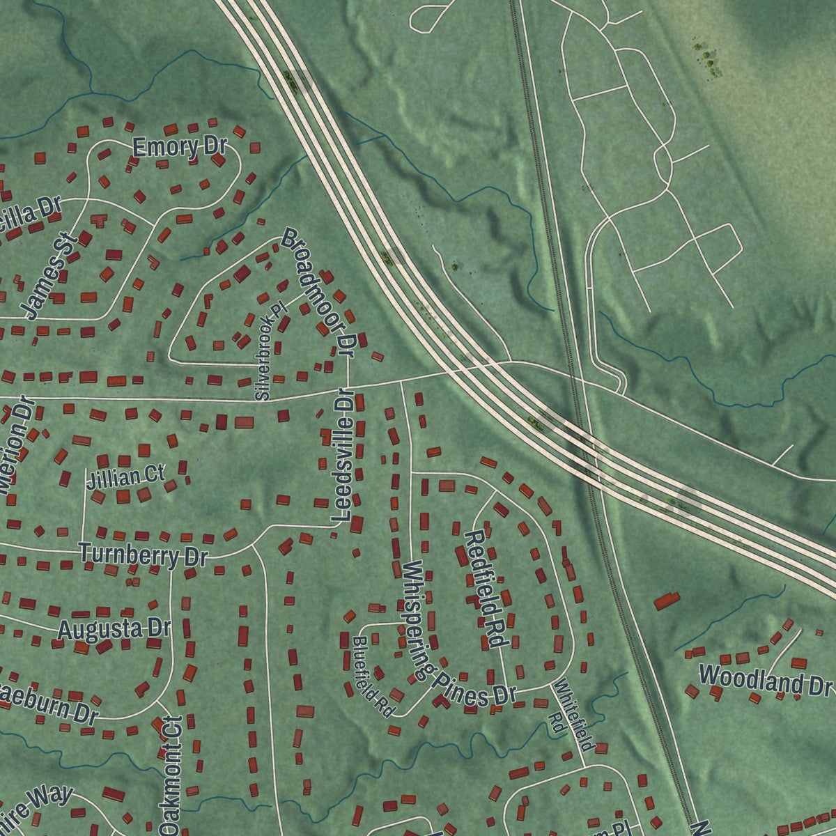 Close-up 2 of the Lincroft, New Jersey map artwork