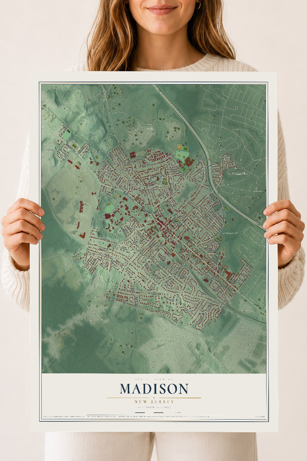 Madison, New Jersey map print, 18" x 24" Archival Matte Print mockup