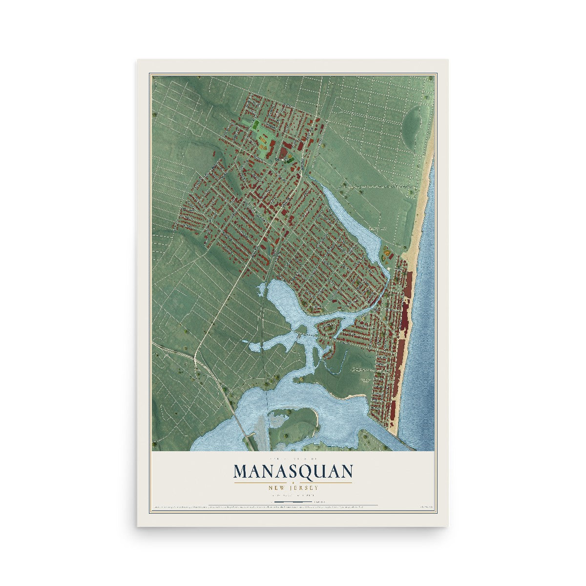 Manasquan, New Jersey map print, 12" x 18" Archival Matte Print mockup