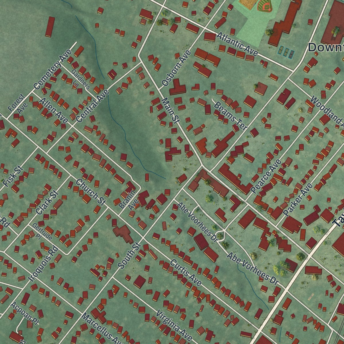 Close-up 2 of the Manasquan, New Jersey map artwork