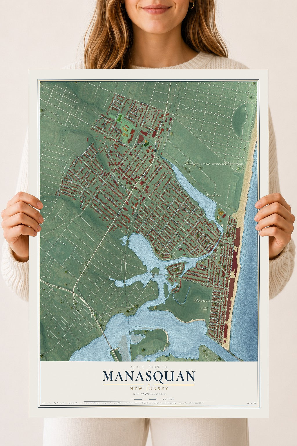 Manasquan, New Jersey map print, 18" x 24" Archival Matte Print mockup