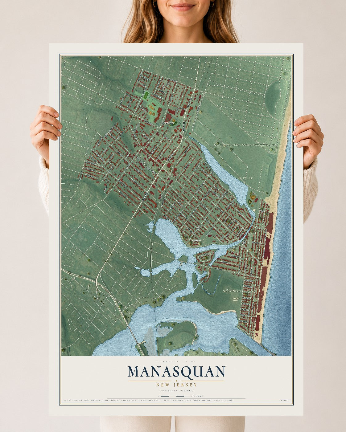 Manasquan, New Jersey map print, 24" x 36" Archival Matte Print mockup