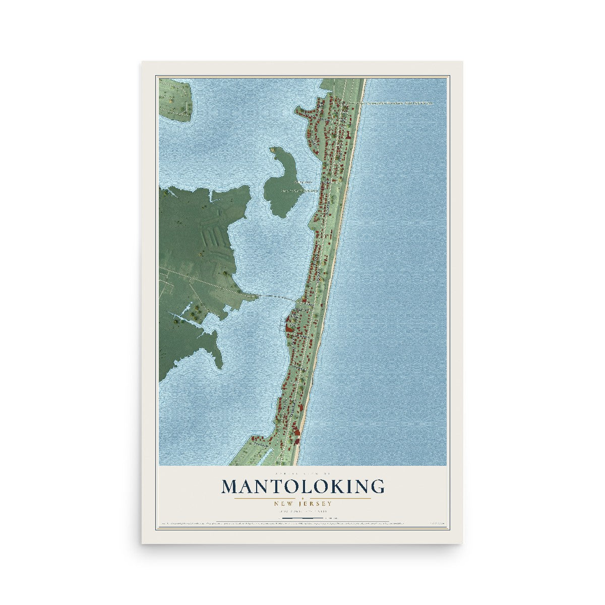 Map of Mantoloking, New Jersey, 12 x 18 inch unframed archival matte print