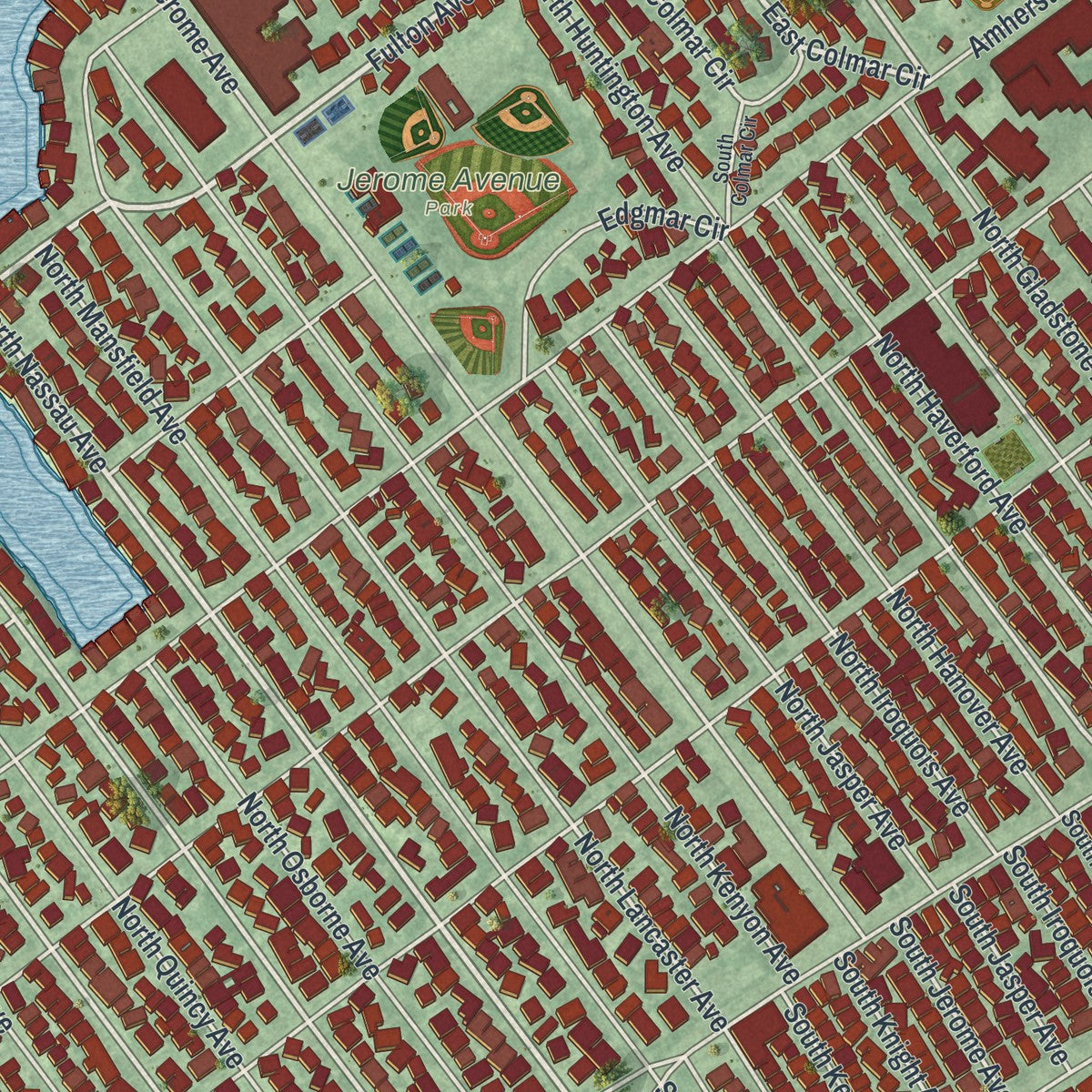 Close-up 1 of the Margate City, New Jersey map artwork