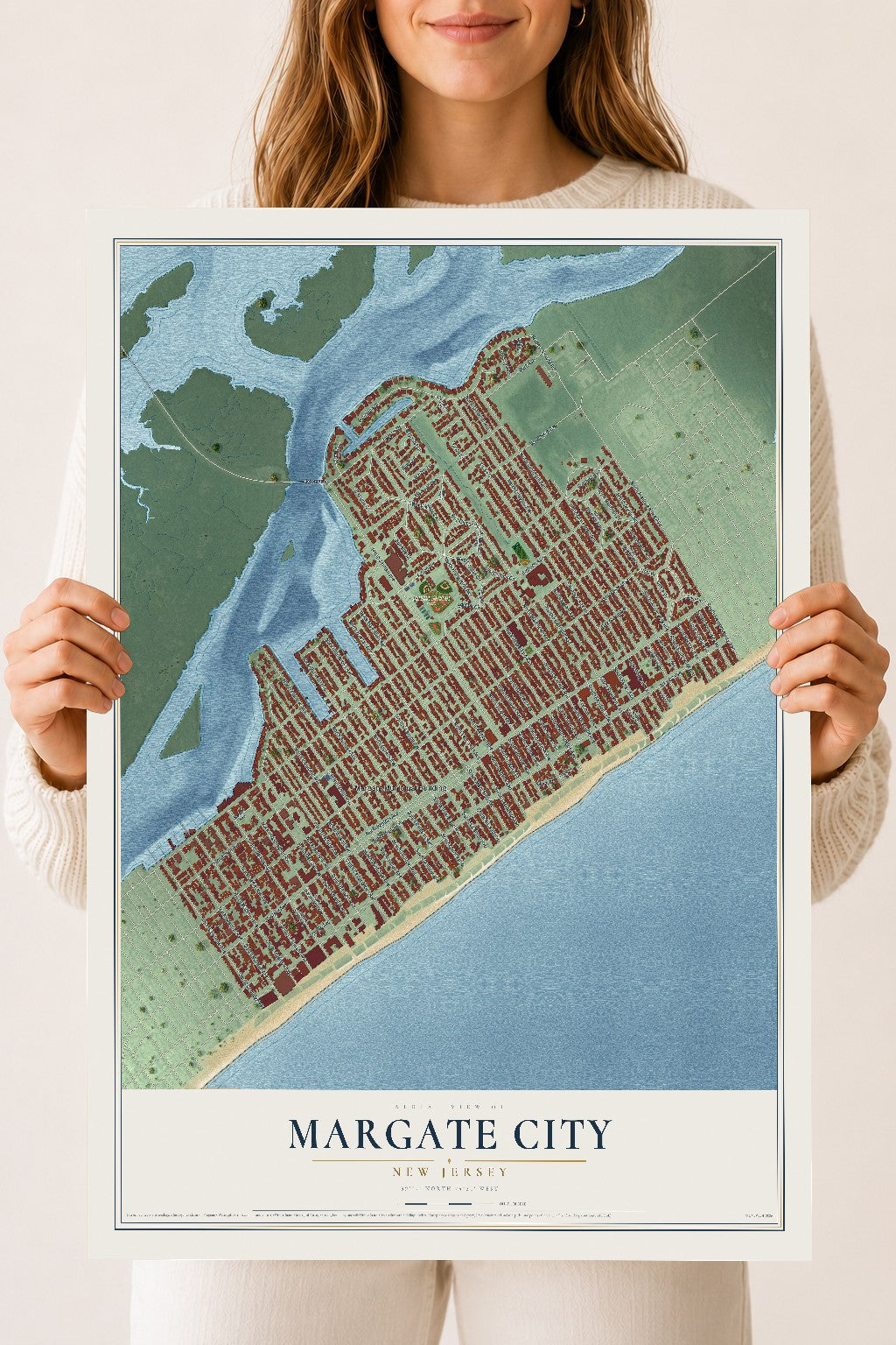 Margate City, New Jersey map print, 18" x 24" Archival Matte Print mockup
