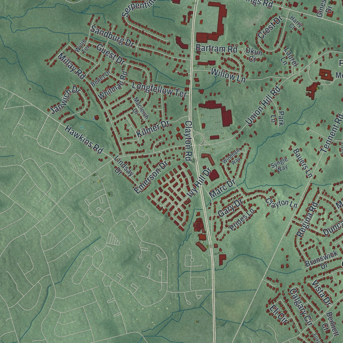 Close-up 2 of the Marlboro, New Jersey map artwork