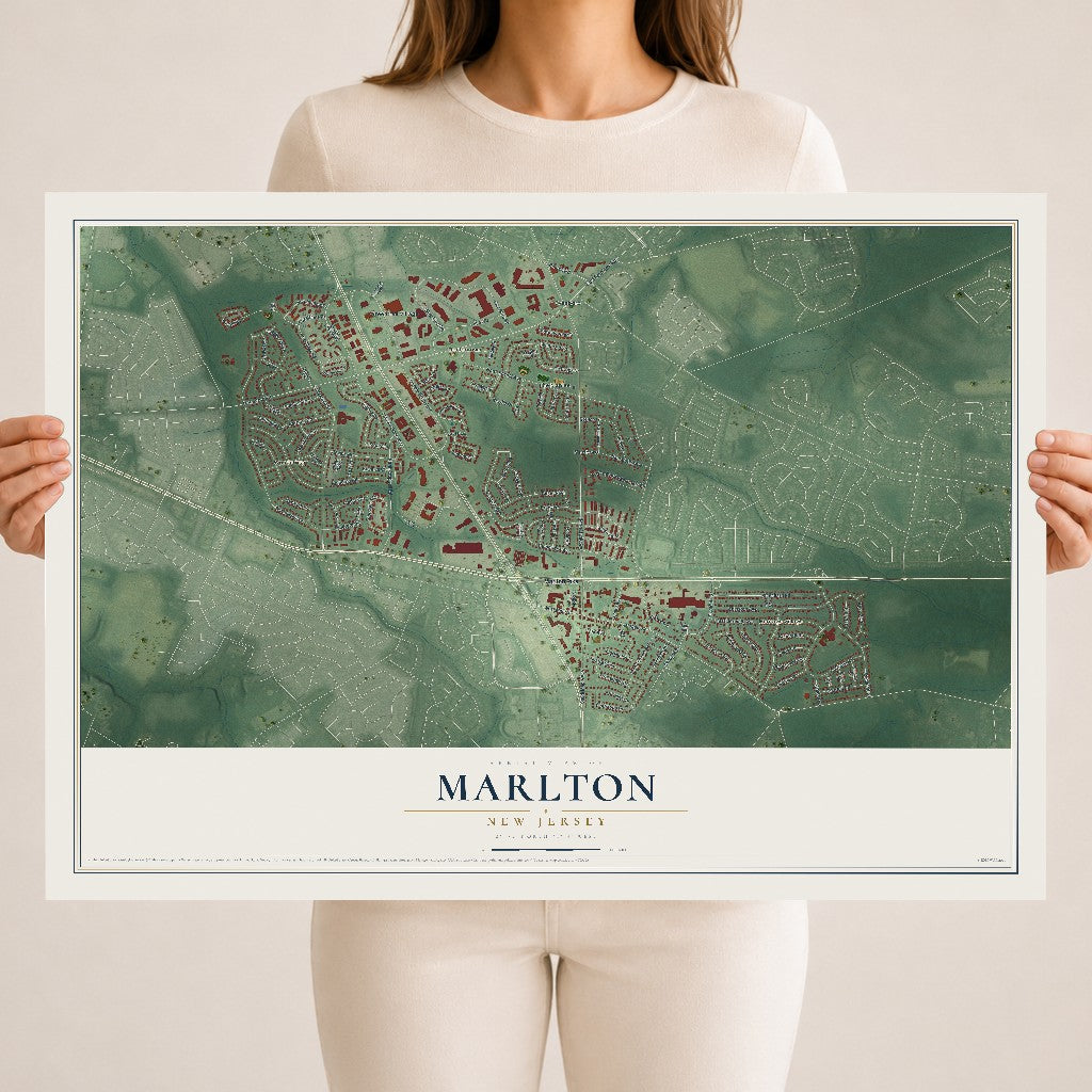 Marlton, New Jersey map print, 18" x 24" Archival Matte Print mockup