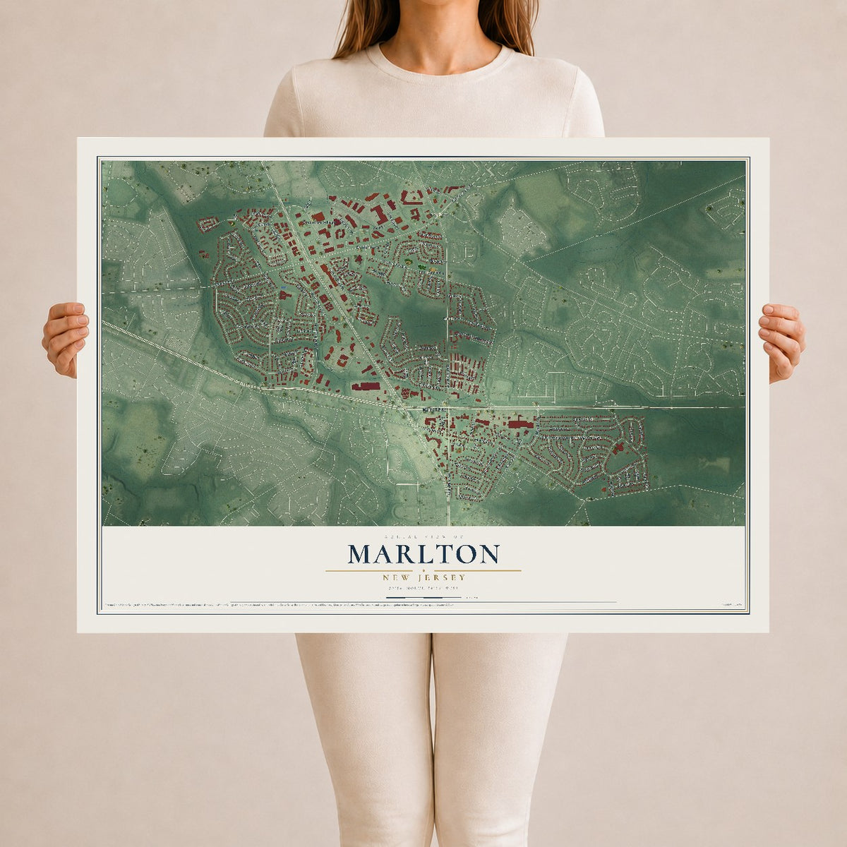 Marlton, New Jersey map print, 24" x 36" Archival Matte Print mockup