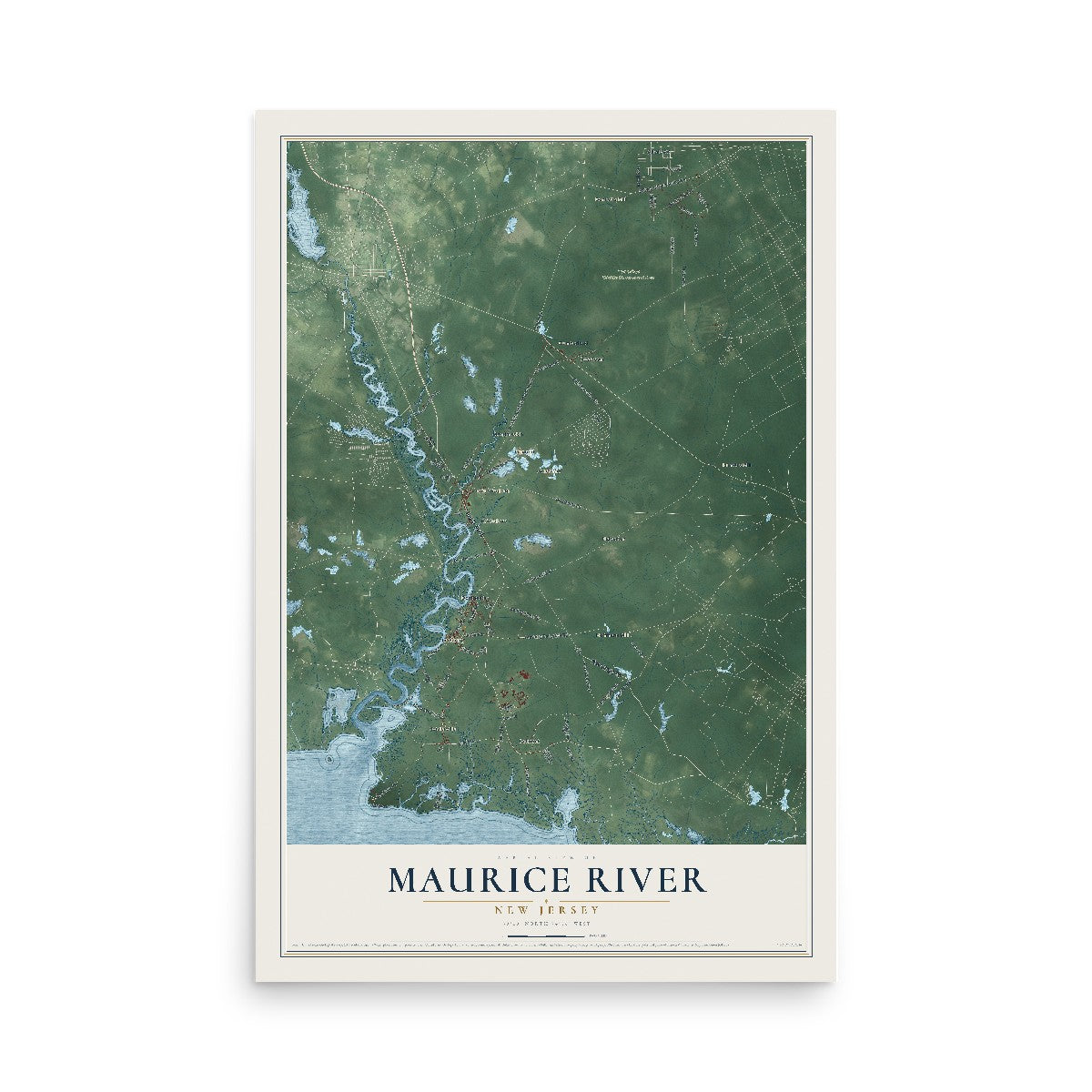 Maurice River, New Jersey map print, 12" x 18" Archival Matte Print mockup