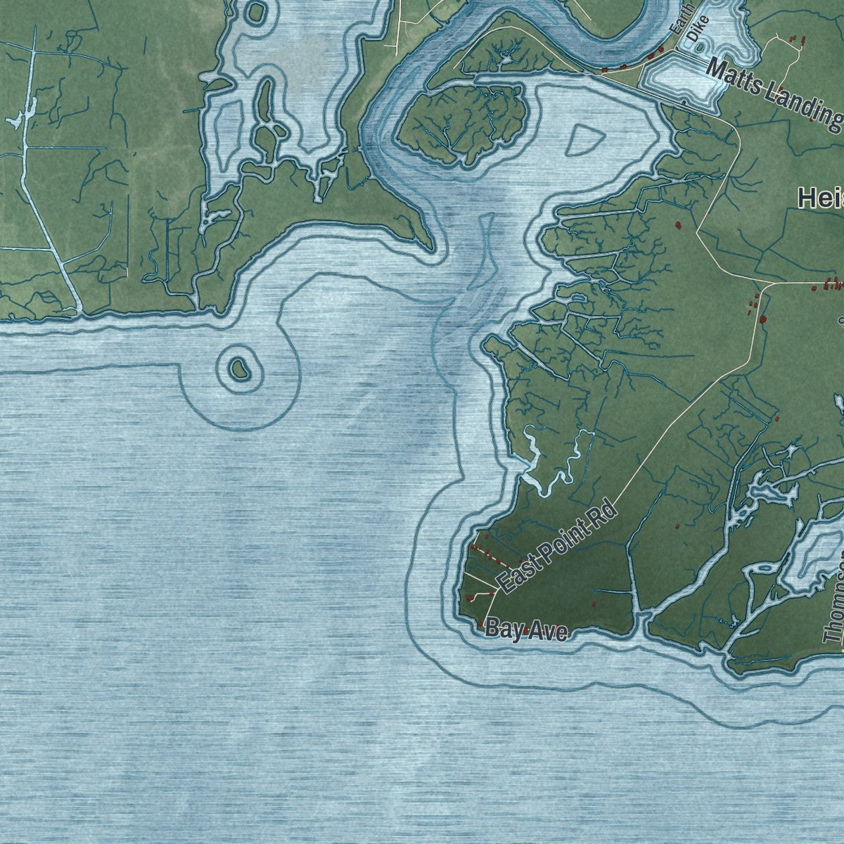 Close-up 1 of the Maurice River, New Jersey map artwork