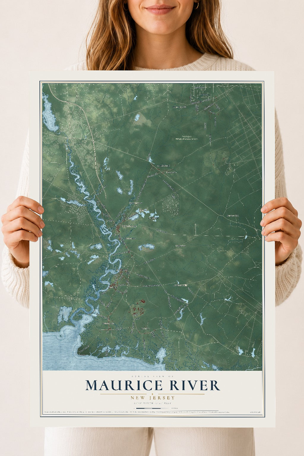 Maurice River, New Jersey map print, 18" x 24" Archival Matte Print mockup