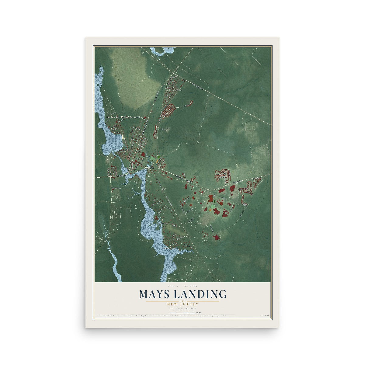Map of Mays Landing, New Jersey, 12 x 18 inch unframed archival matte print