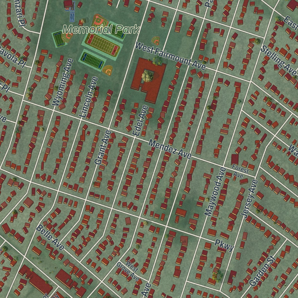 Close-up 1 of the Maywood, New Jersey map artwork