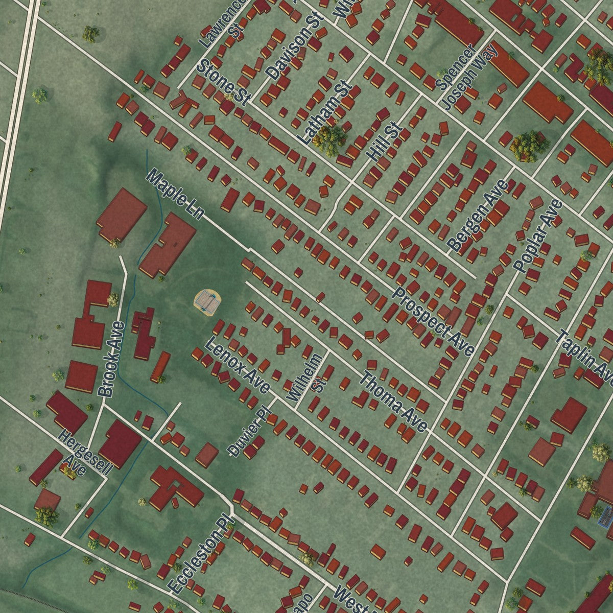 Close-up 2 of the Maywood, New Jersey map artwork