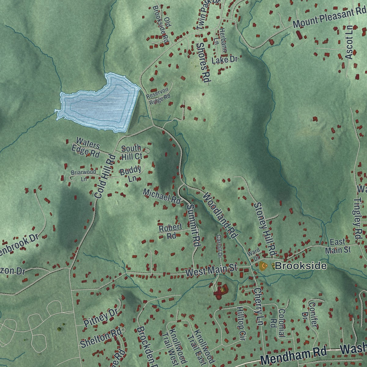 Close-up 1 of the Mendham, New Jersey map artwork