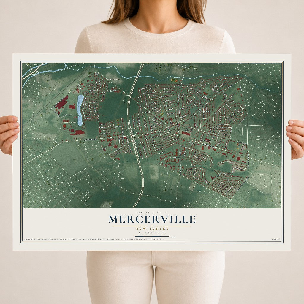 Mercerville, New Jersey map print, 18" x 24" Archival Matte Print mockup