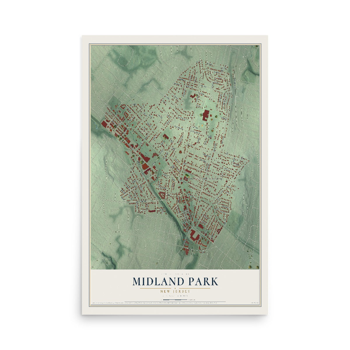 Midland Park, New Jersey map print, 12" x 18" Archival Matte Print mockup