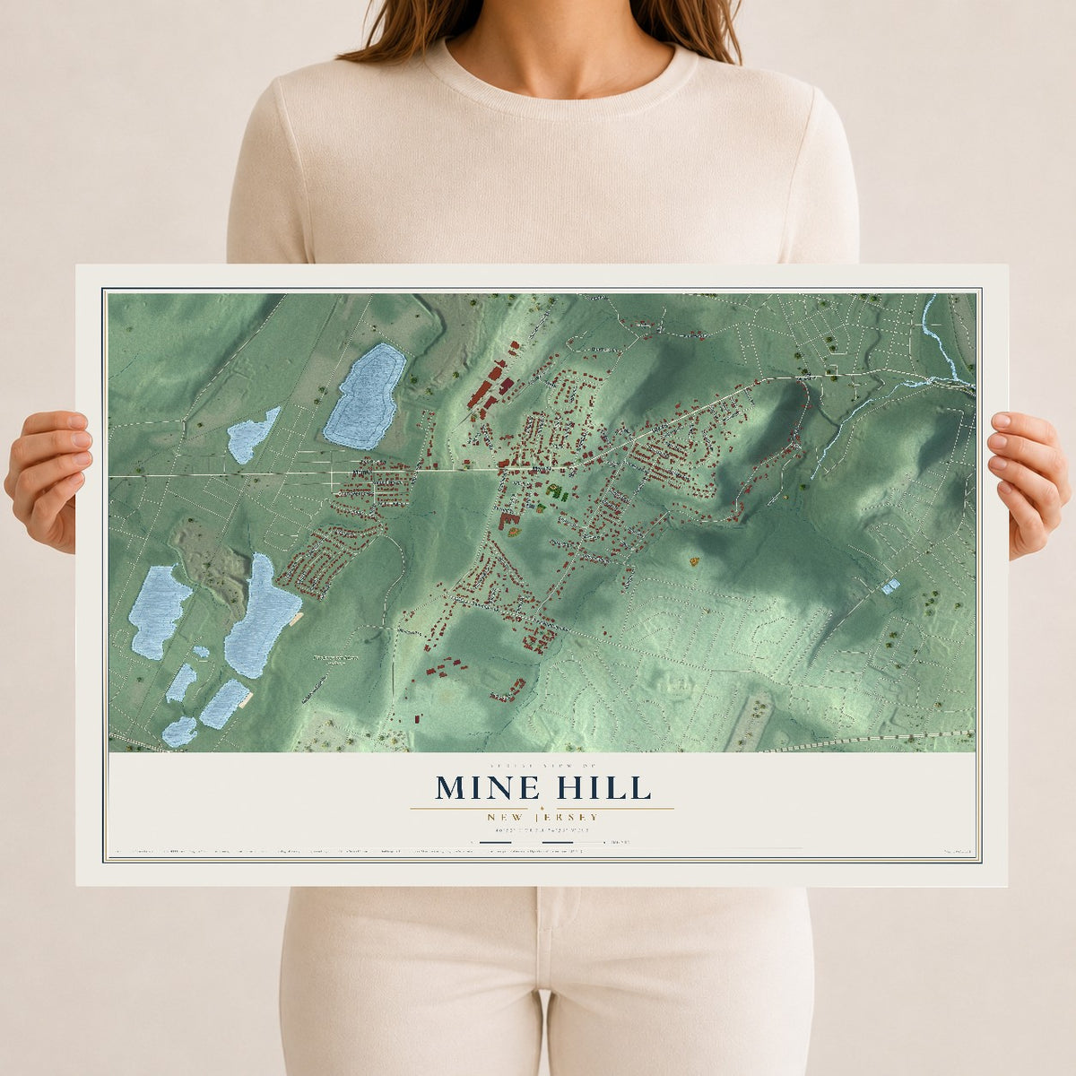 Mine Hill, New Jersey map print, 12" x 18" Archival Matte Print mockup