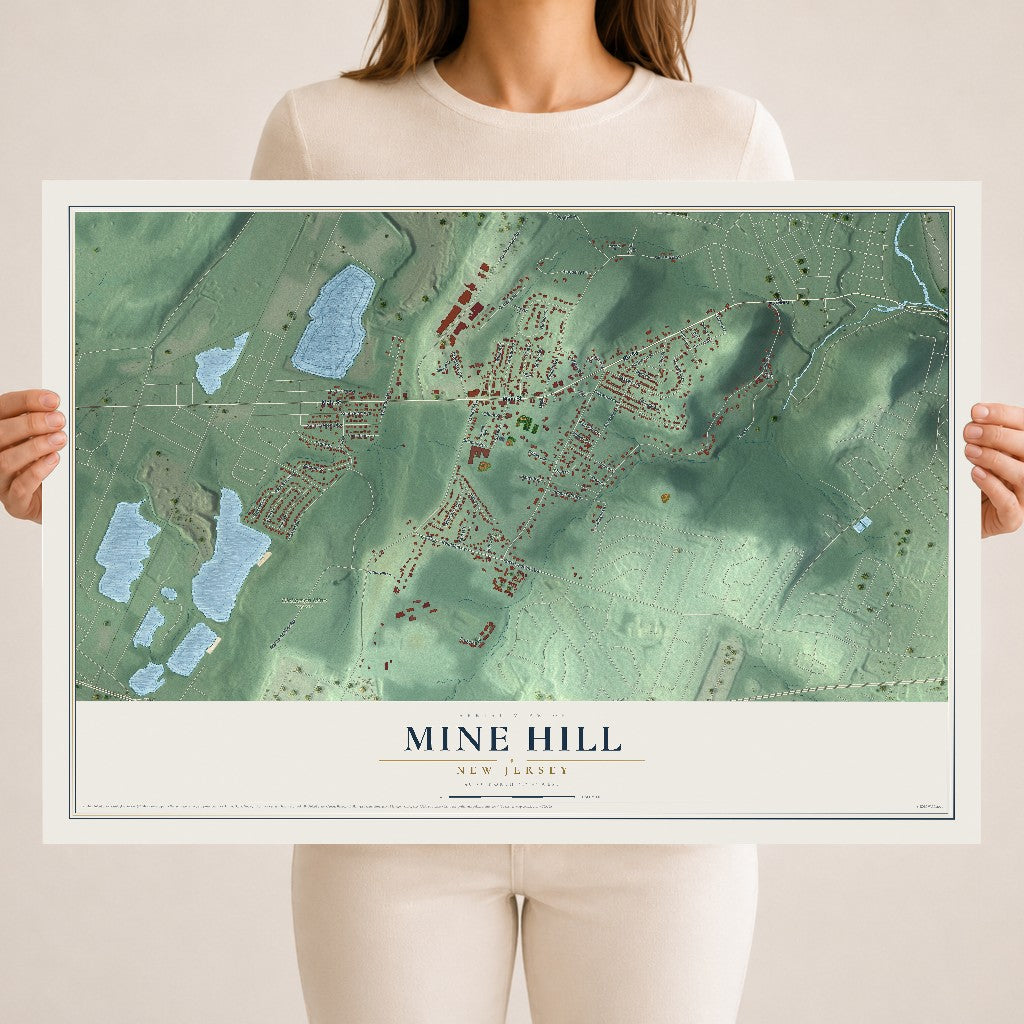 Mine Hill, New Jersey map print, 18" x 24" Archival Matte Print mockup