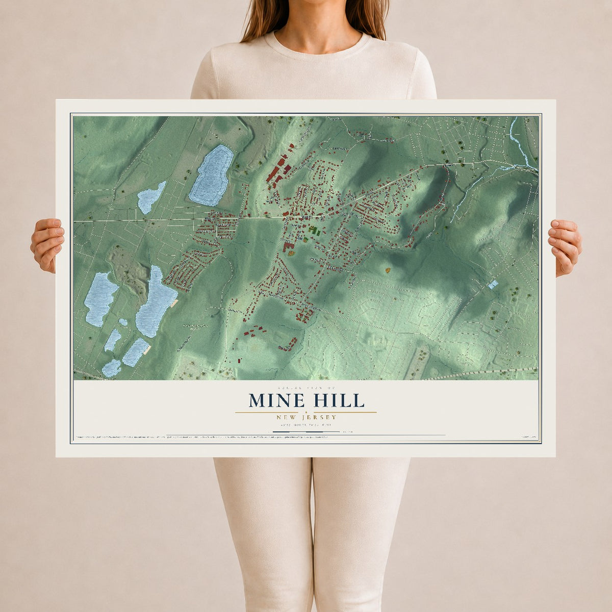 Mine Hill, New Jersey map print, 24" x 36" Archival Matte Print mockup