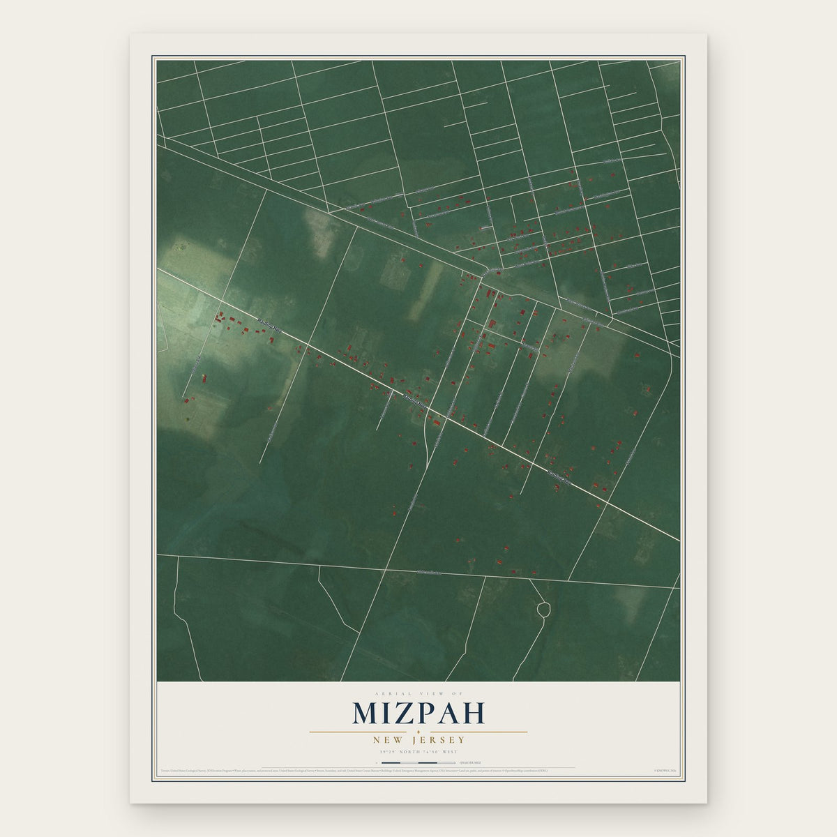 Mizpah, New Jersey map print, the full design