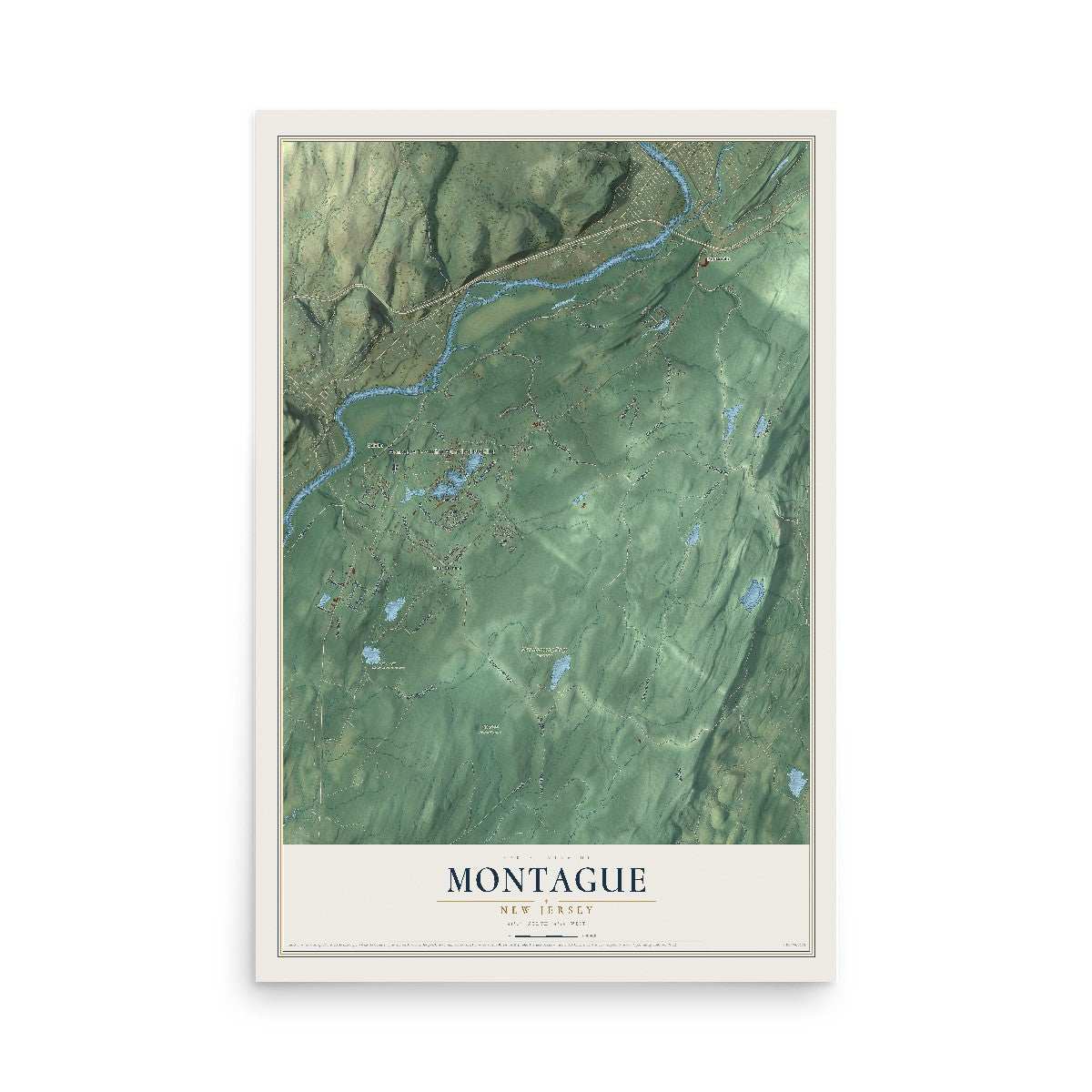 Map of Montague, New Jersey, 12 x 18 inch unframed archival matte print