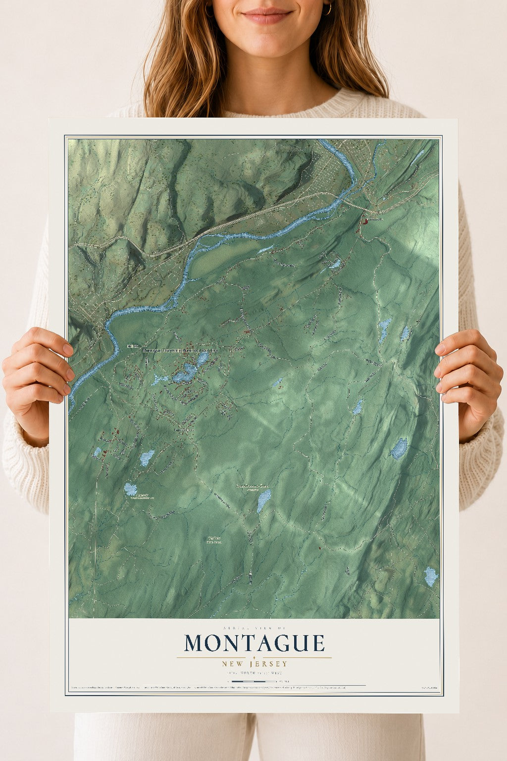 Map of Montague, New Jersey, 18 x 24 inch unframed archival matte print