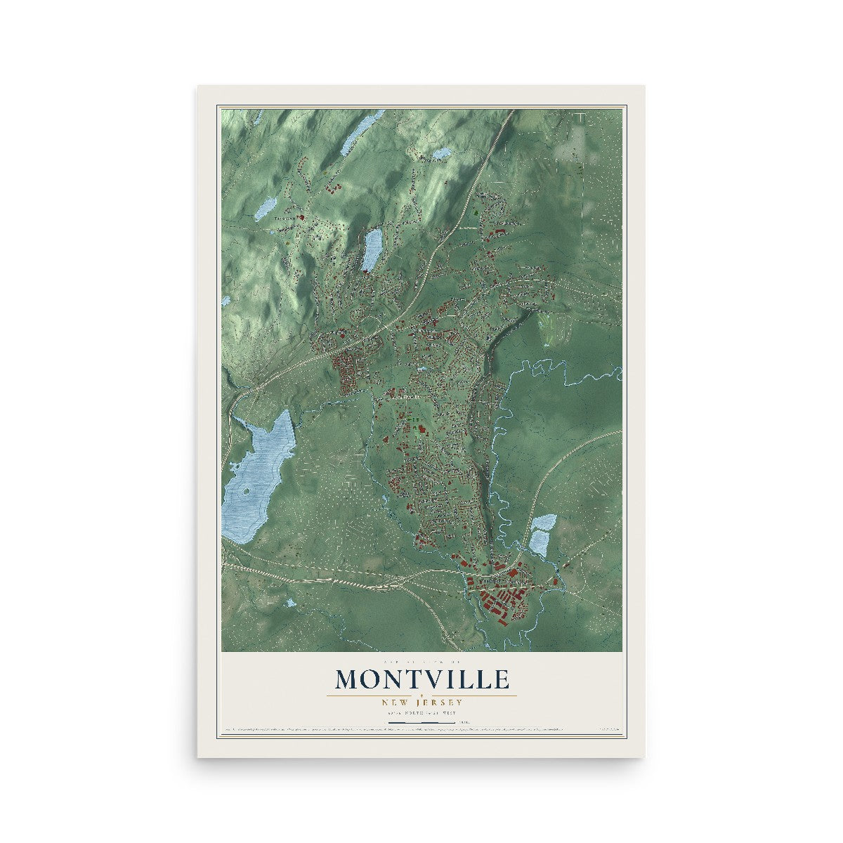 Map of Montville, New Jersey, 12 x 18 inch unframed archival matte print