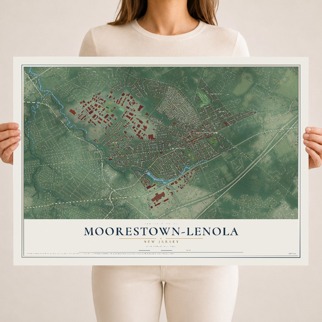 Moorestown-Lenola, New Jersey map print, 18" x 24" Archival Matte Print mockup