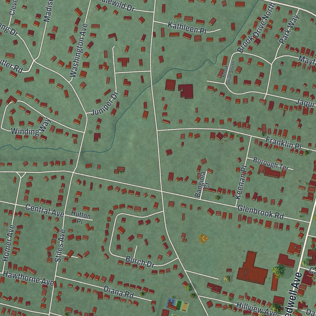 Close-up 1 of the Morris Plains, New Jersey map artwork