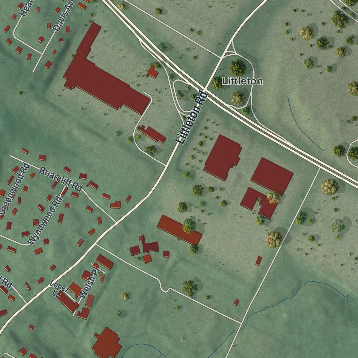 Close-up 2 of the Morris Plains, New Jersey map artwork